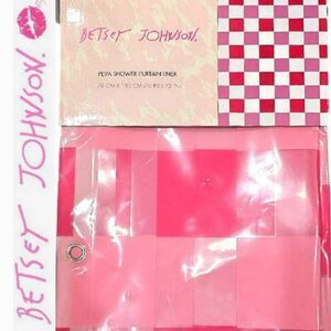 Betsey Johnson PEVA Pink Checkered Shower Curtain Liner
